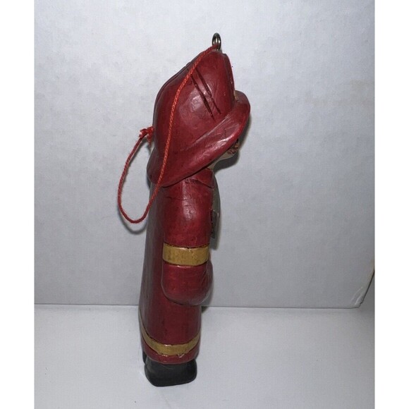 Kurt Adler Fireman in Uniform Helmet #1 & Axe 6" tall Christmas Ornament - Picture 4 of 6